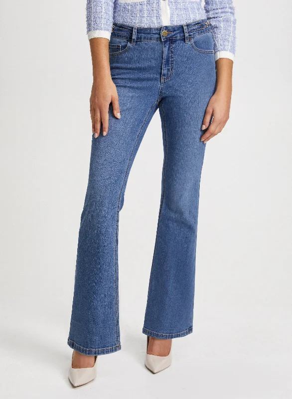 Chain Trim Bootcut Jeans