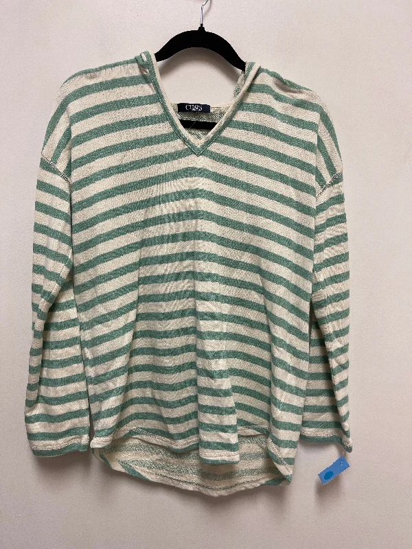 Sweatshirt Hoodie By Chaps In Green & White, Size: M