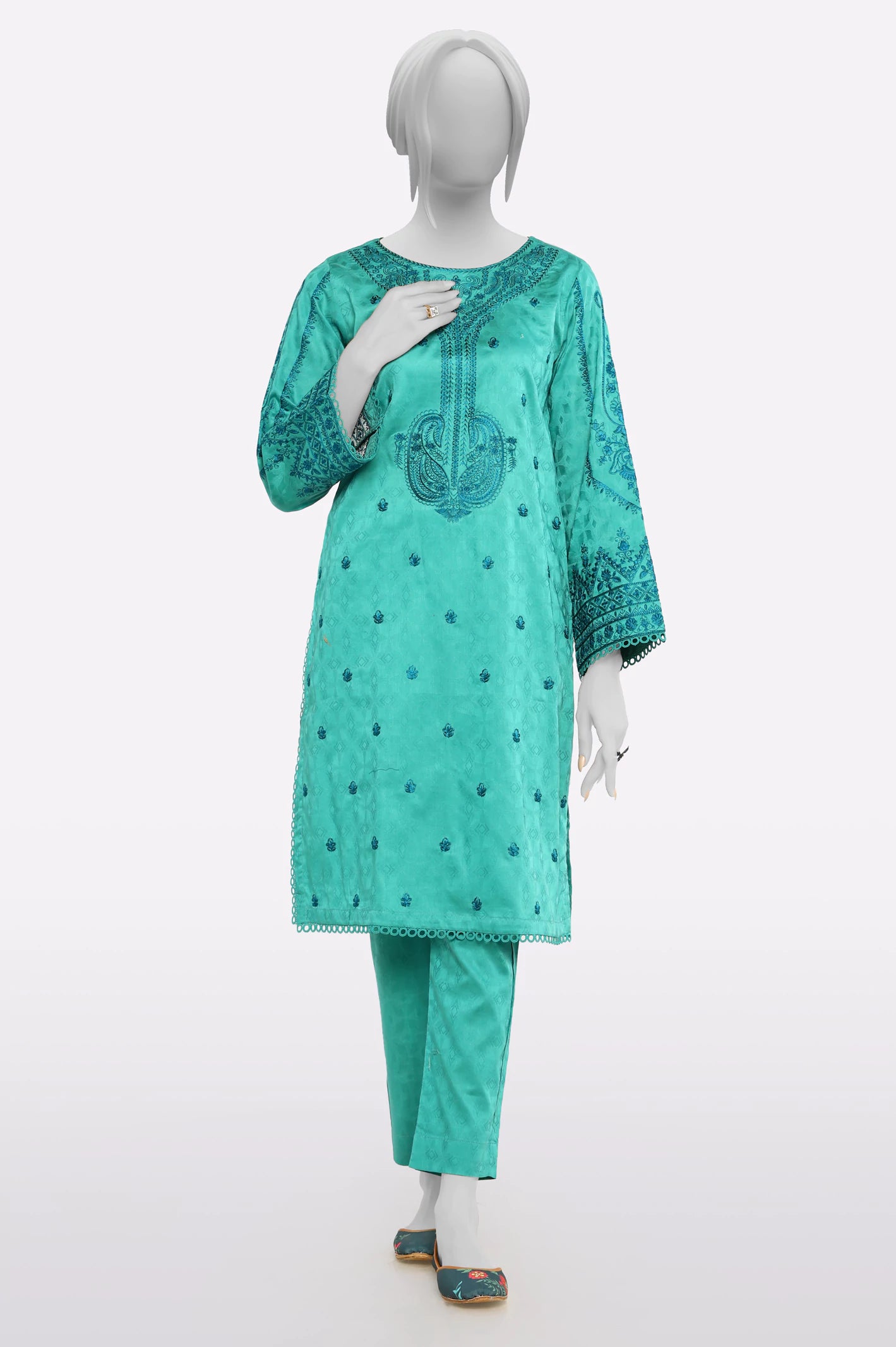 Sea Green Embroidered 2PC