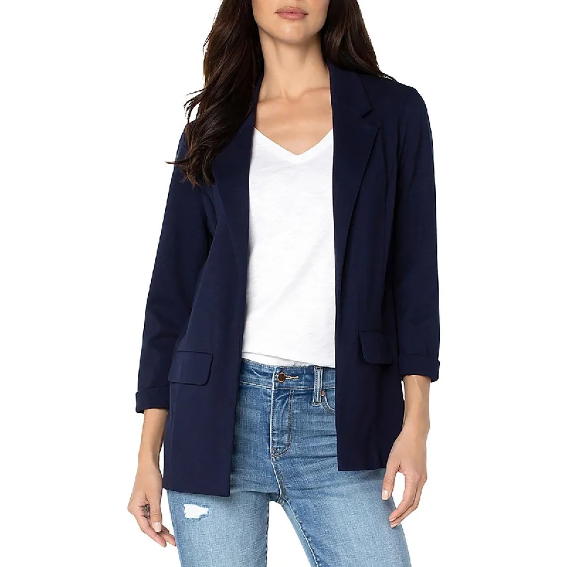 Womens Career Boyfriend Open-Front Blazer