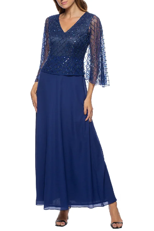 Marina 267902 Long Beaded Mother of the Bride Formal Capelet Dress