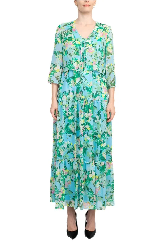 Maison Tara 27172MA Long Floral Mother of the Bride Jacket Dress