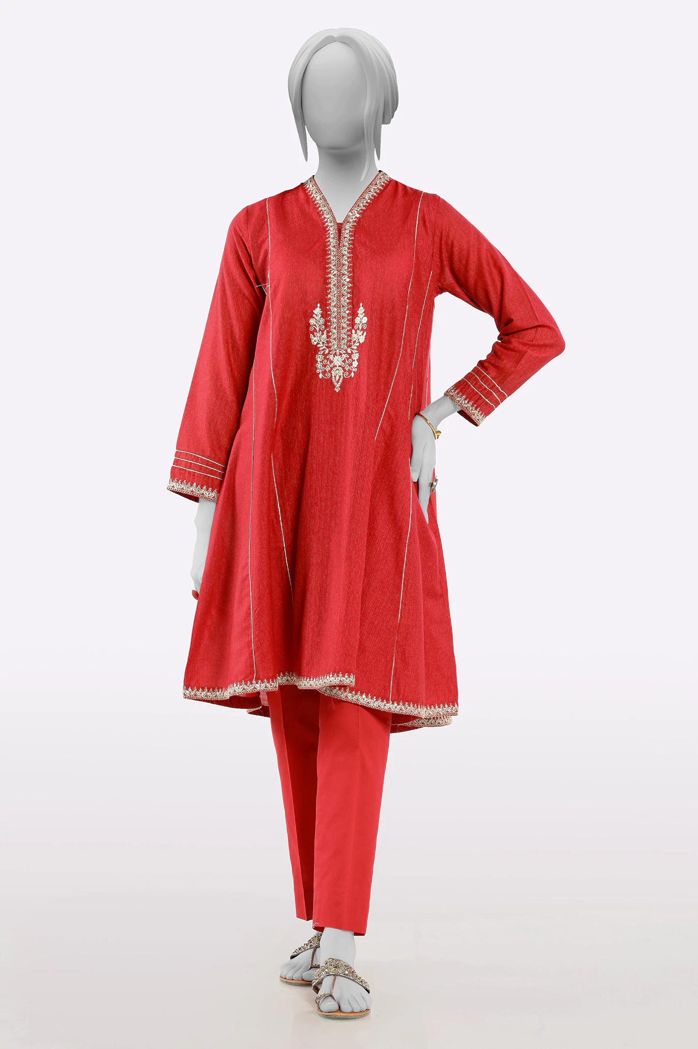 Red Embroidered Kurti