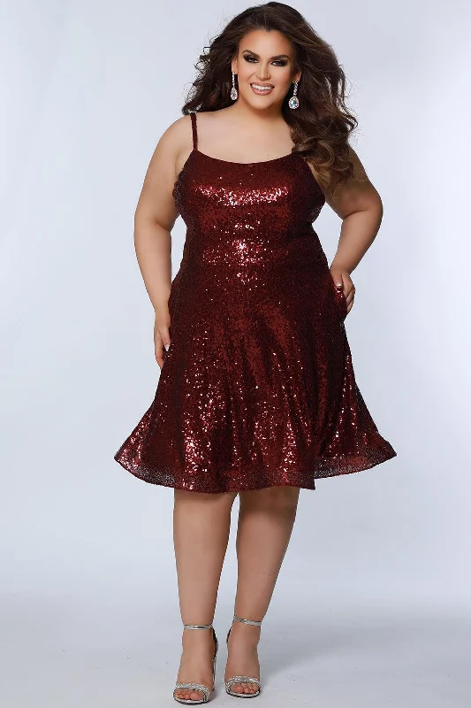 Burgundy 22 Sydneys Closet SC8122 Short Plus Size Dress Sale