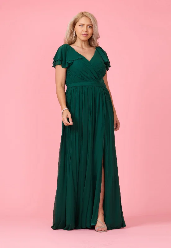 Short Sleeve Formal Mother of the Bride Dress Emerald