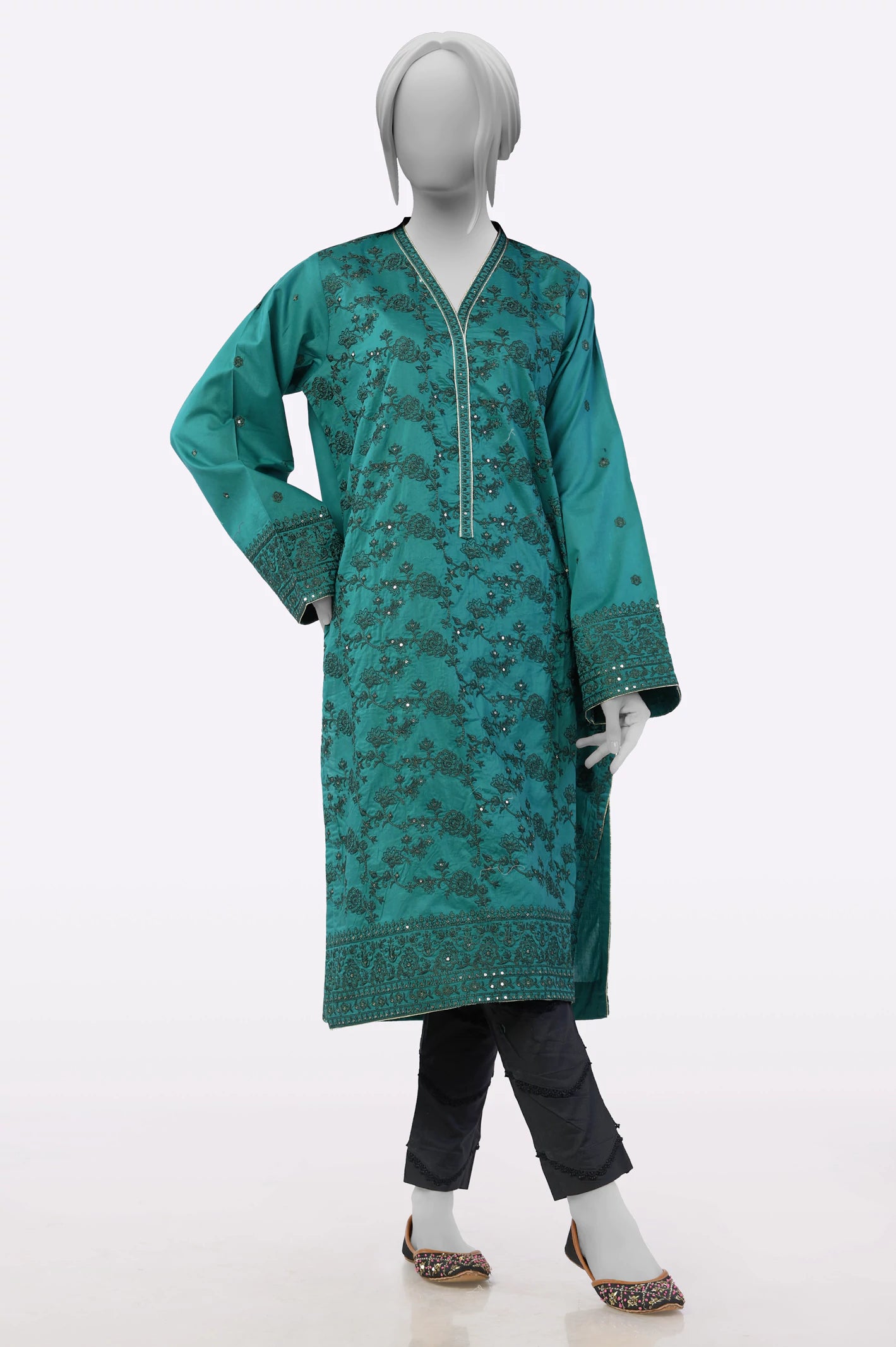 Green Embroidered Kurti