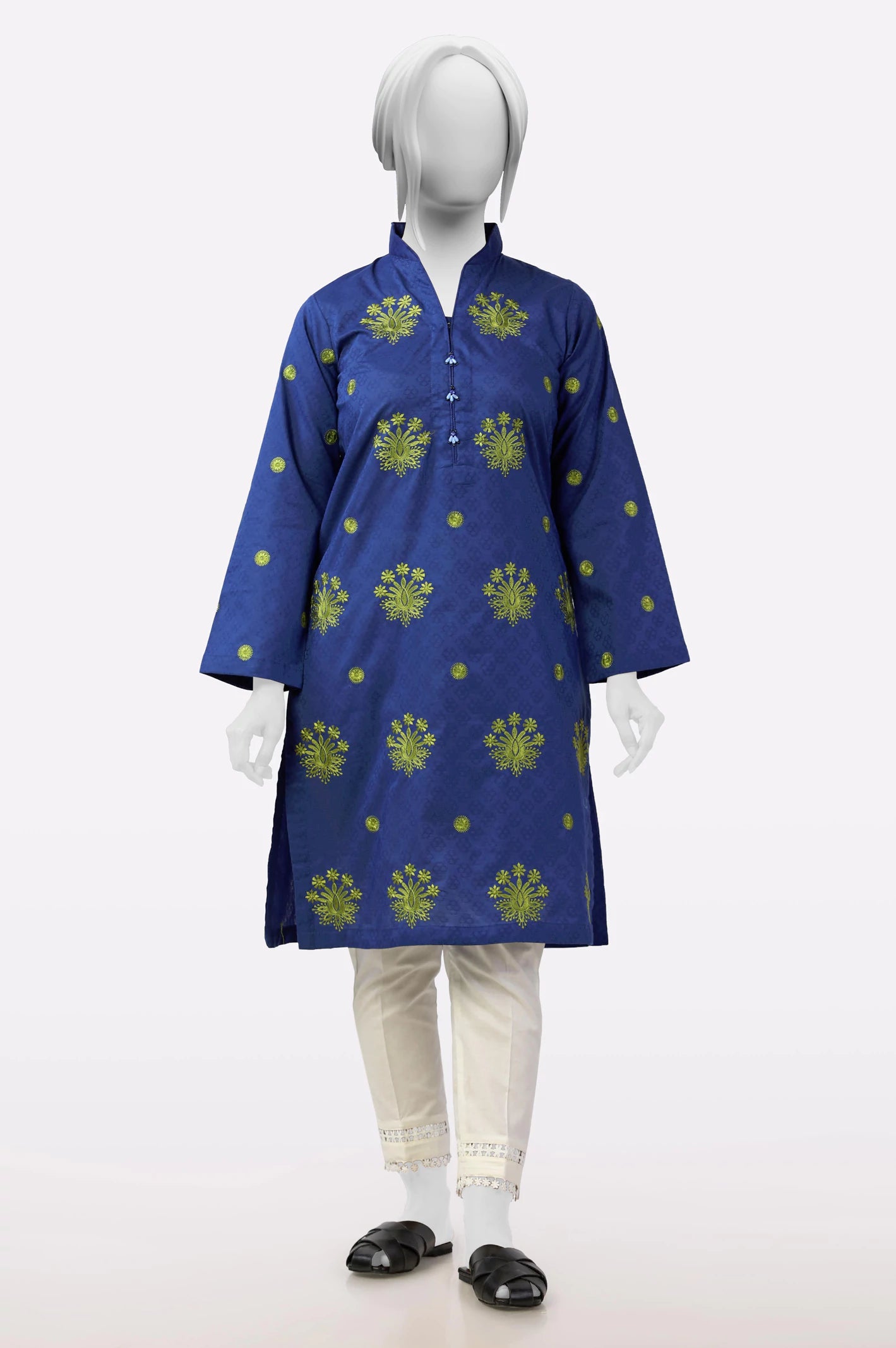 Navy Blue Embroidered Kurti