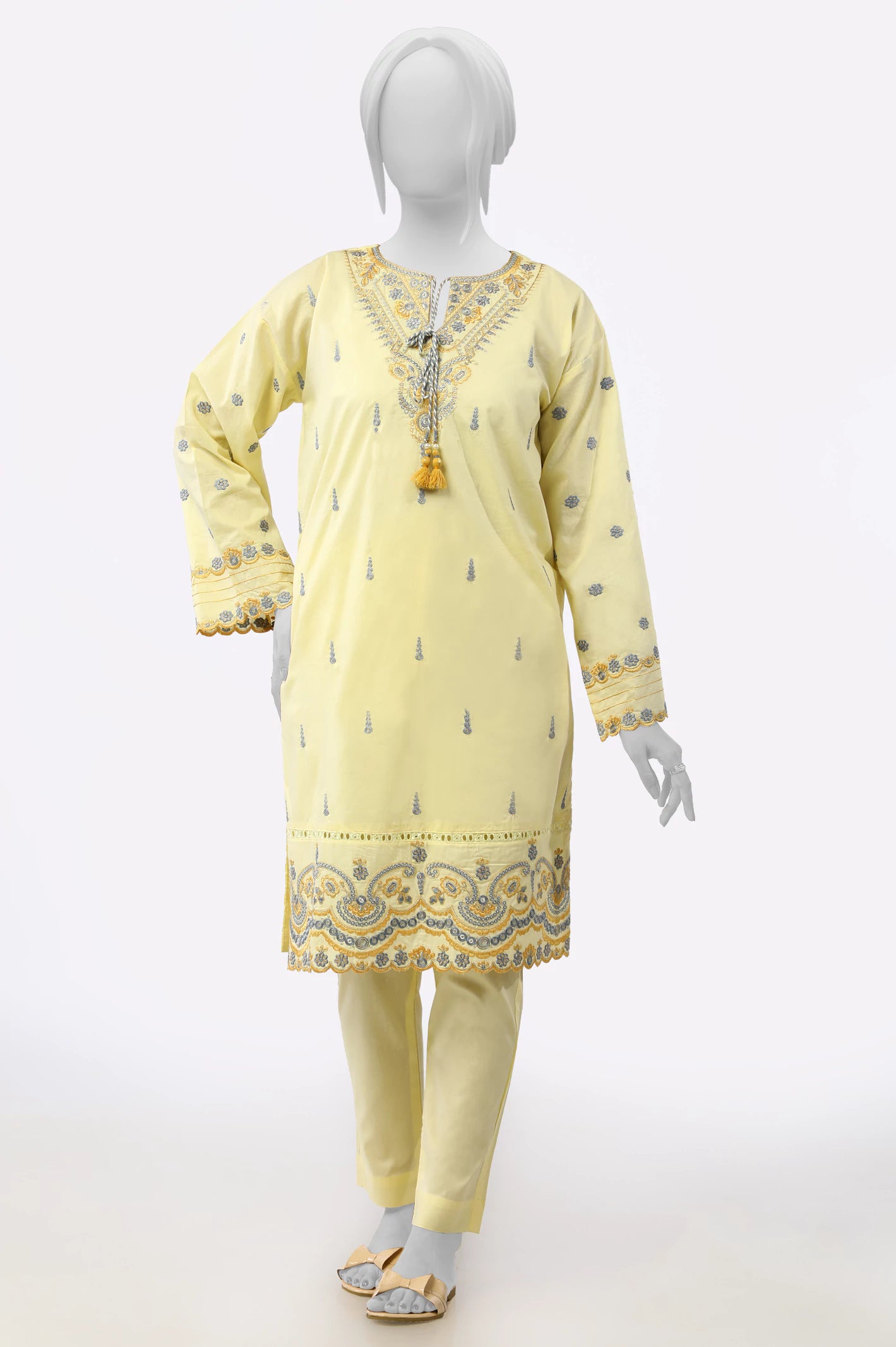 Yellow Embroidered 2PC