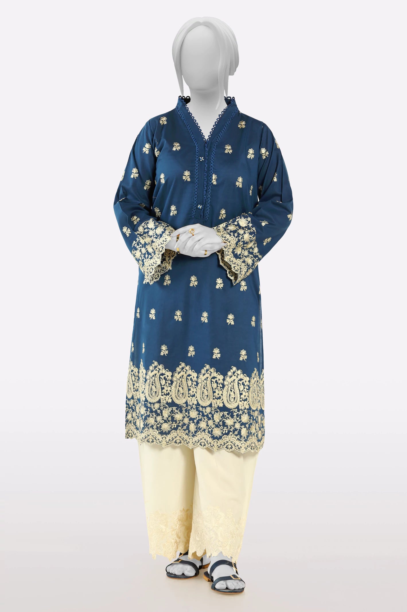 Blue Embroidered Kurti