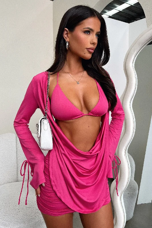 Cardi Top and Bikini - Hot Pink