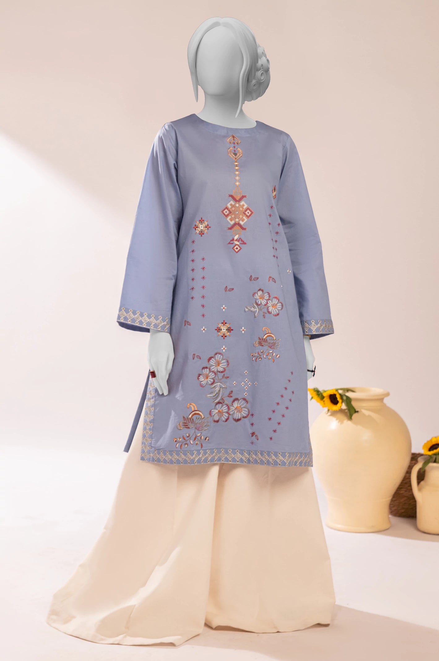 Blue Embroidered Kurti