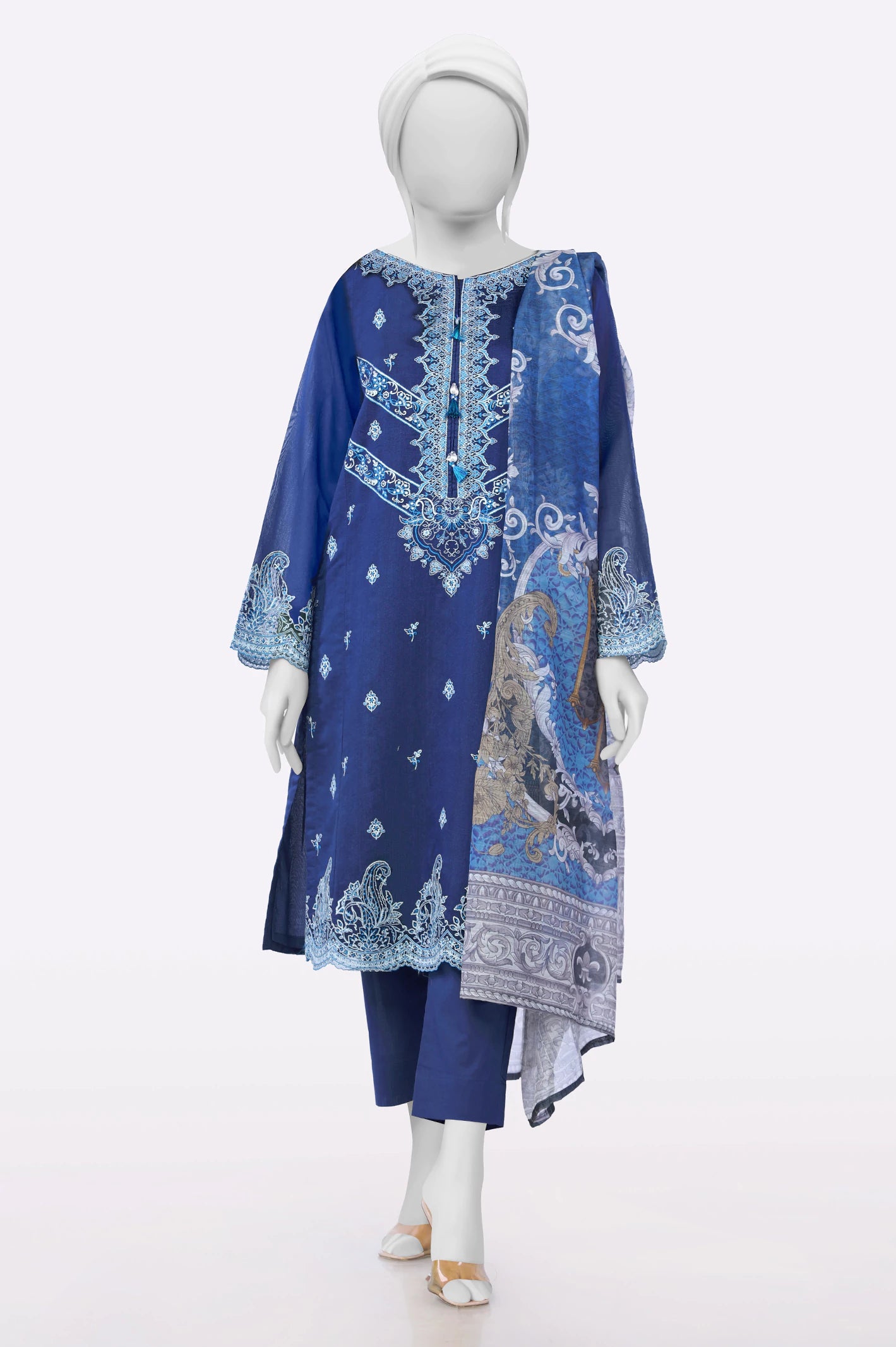 Blue Embroidered 3PC