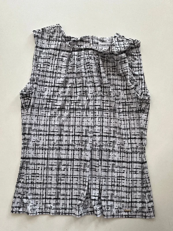 Blouse Sleeveless By Calvin Klein In Black White, Size: M