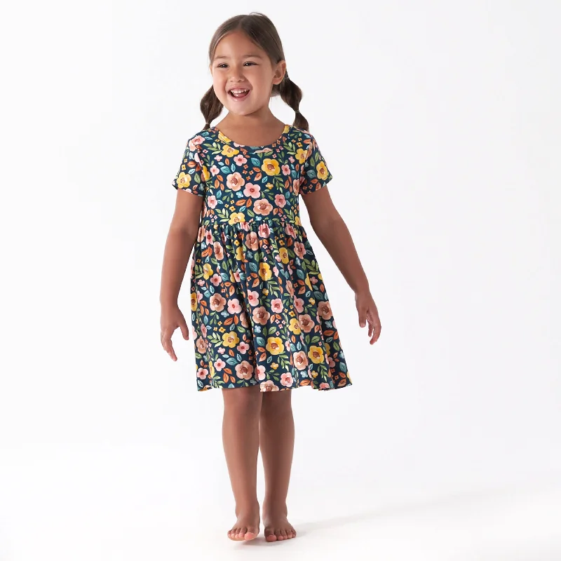 Infant & Toddler Girls Midnight Floral Buttery Soft Viscose Made from Eucalyptus Twirl Dress