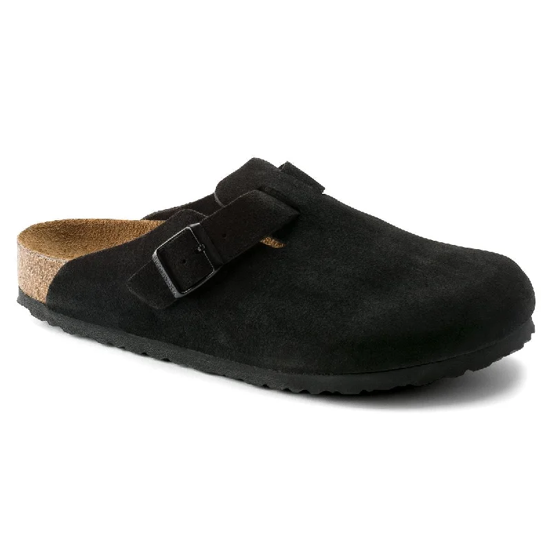 Birkenstock Boston SFB Suede (Regular) - Black