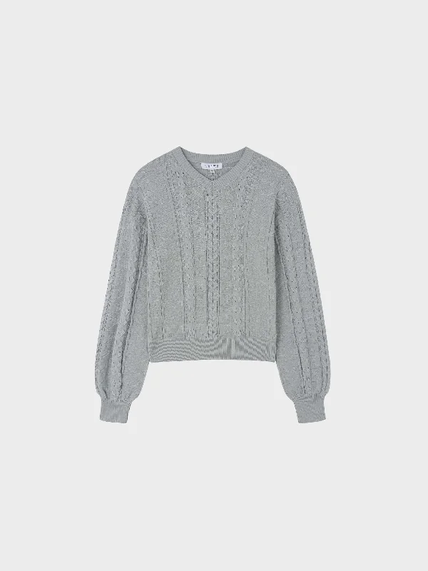 Cross Stitch Sweater-Slate Blue