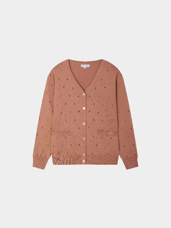 Grommet Cardigan-Peach