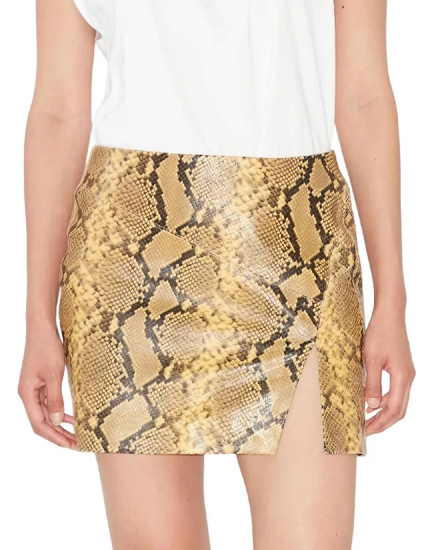 Blair Snake Skin Print Skirt In Natural