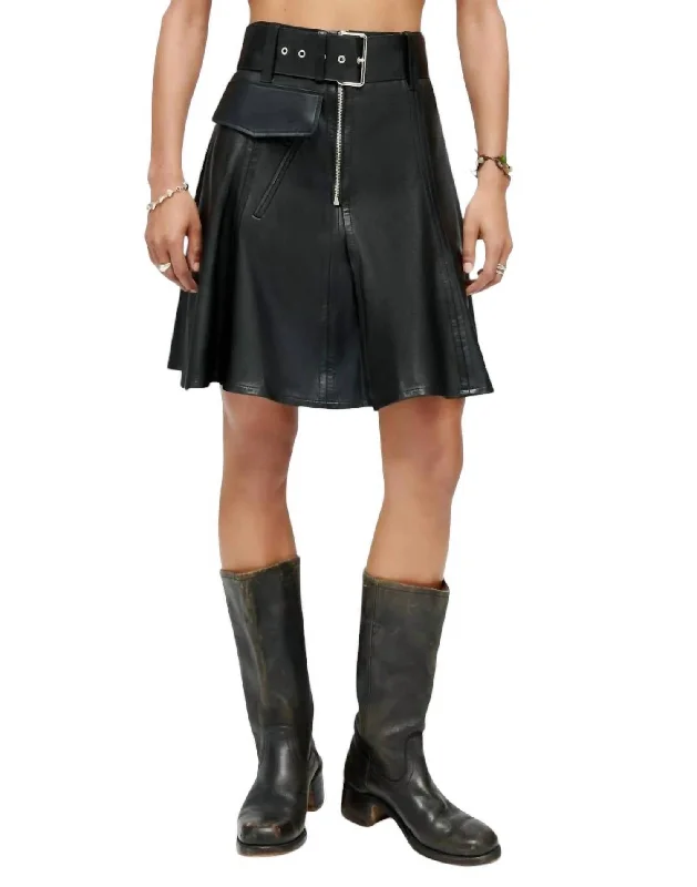 Leather Moto Skirt In Black