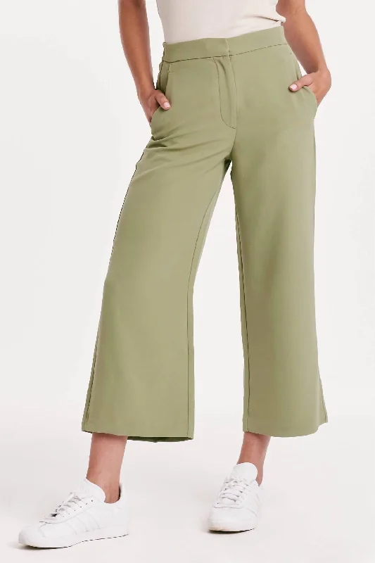 Denali High Rise Wide Leg Cropped Pant In Eucalyptus