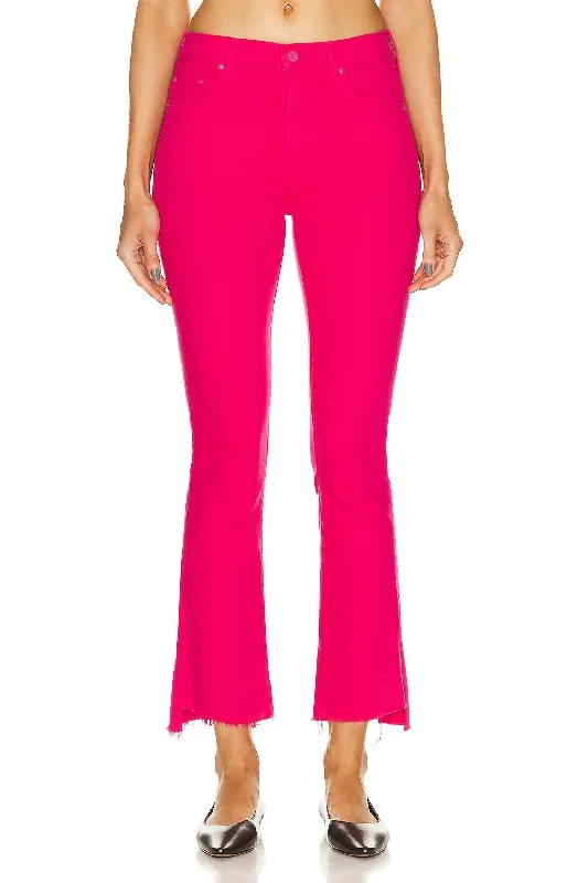 Insider Crop Step Fray Jeans In Raspberry Sorbet