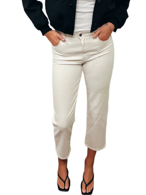 Tracey High Rise Cropped Straight Pants In Ivory