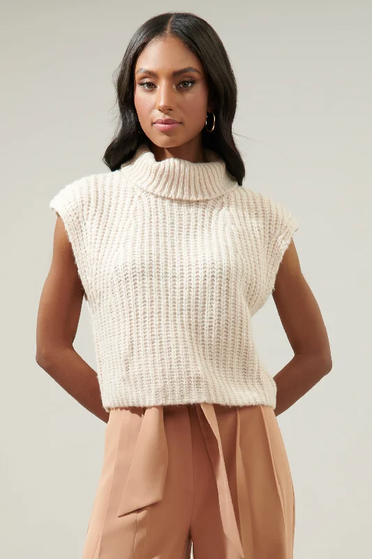 Monica Sleeveless Cropped Turtleneck Sweater