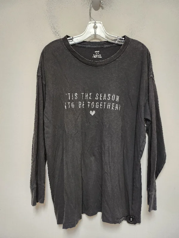 Top Long Sleeve Basic By Aerie In Grey, Size: M