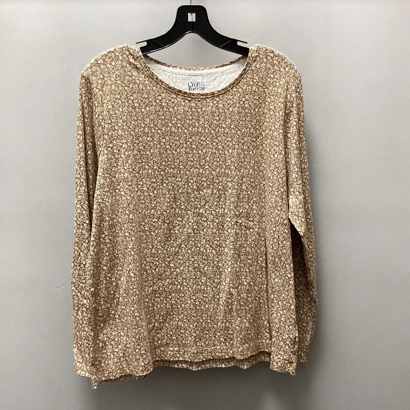 Top Long Sleeve Basic By Croft And Barrow In Brown, Size: Xl