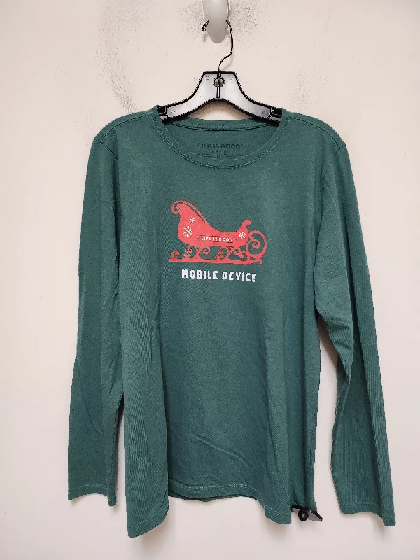 Top Long Sleeve Basic By Life Is Good In Green, Size: M