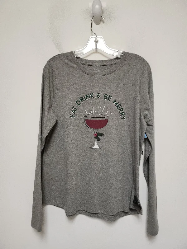 Top Long Sleeve Basic By Sonoma In Grey, Size: M