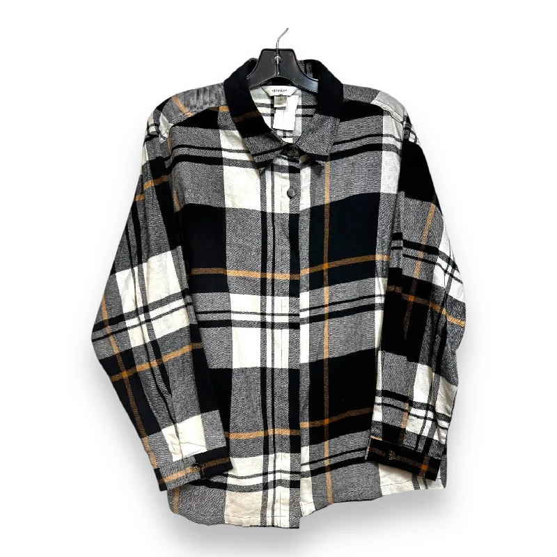 Top Long Sleeve By Cj Banks In Plaid Pattern