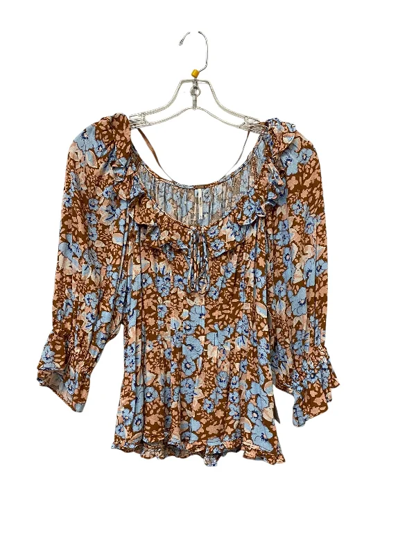 Top Long Sleeve By Free People In Floral Print, Size: M