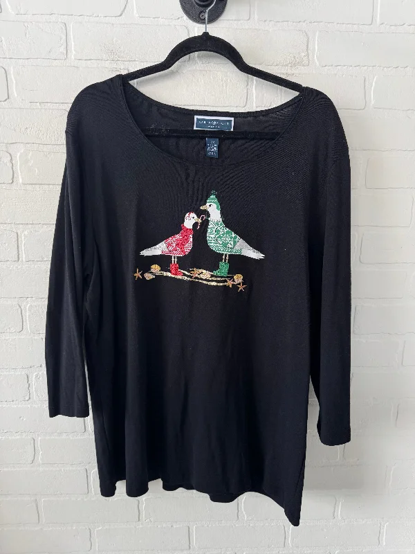 Top Long Sleeve By Karen Scott In Black, Size: 2x