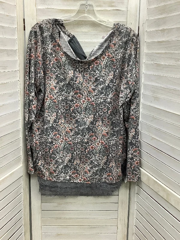 Top Long Sleeve By Lc Lauren Conrad In Floral Print, Size: L