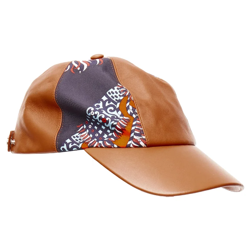 Hermes Lambskin Leather Cotton Silk Scarf Patch Cap